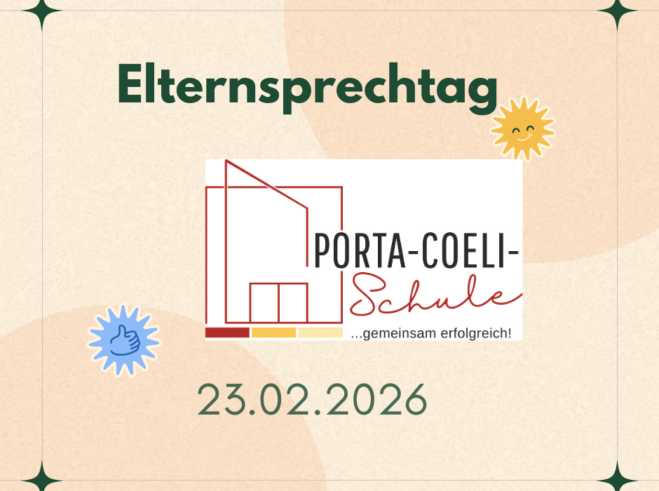 Elternsprechtag an der Porta-Coeli-Schule am 23. Februar 2026, mit dem Motto „gemeinsam erfolgreich“.