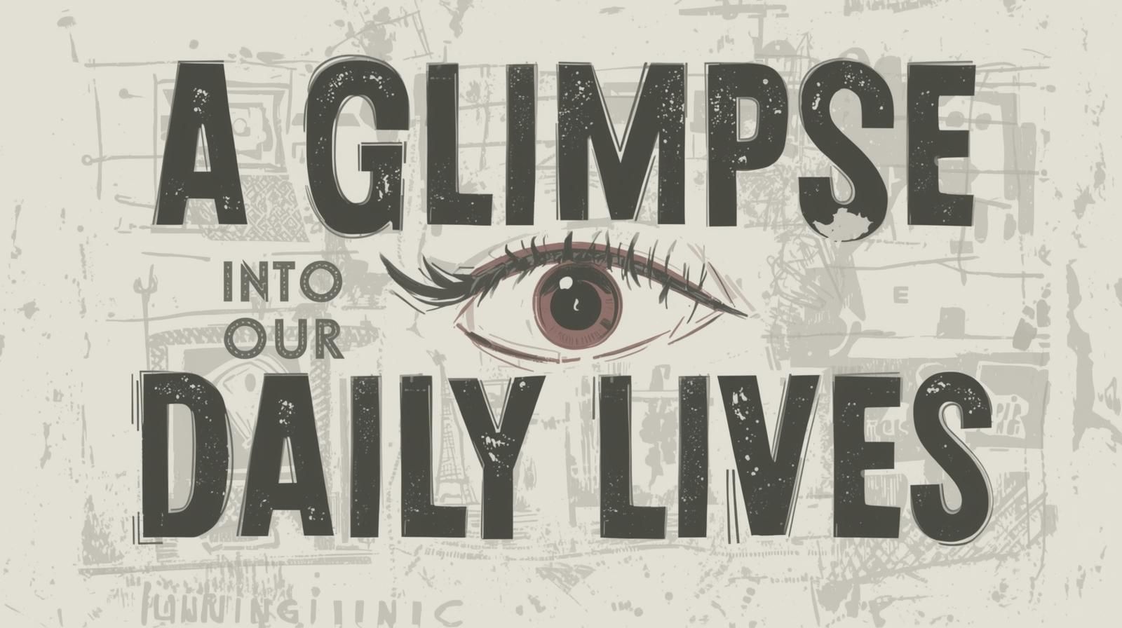 Illustration mit einem Auge und dem Schriftzug "Ein Blick in unser tägliches Leben", der die Vielfalt und die Erfahrungen des Alltags darstellt.